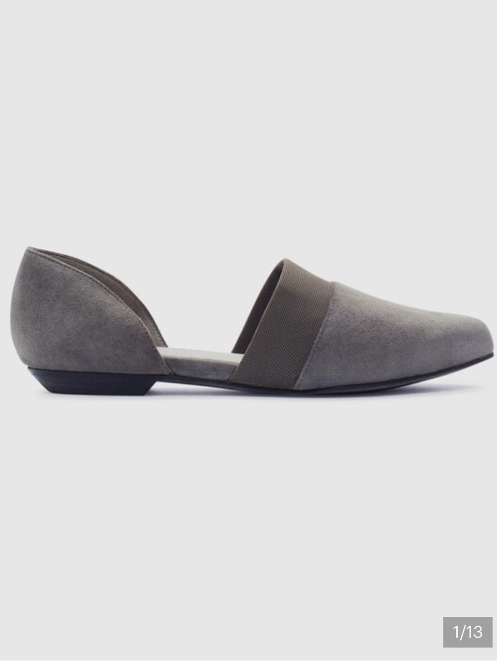 Eileen Fisher Gray leather Suede D'Orsay Flats slip on pointy toe 7.5